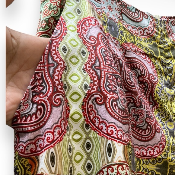 Ciebon Pant Satin wide leg- fully lined fits green red multi high waist NWT - Picture 9 of 16